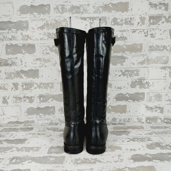 Ciao Bella Black Leather Slip On Buckle Calf Tall Riding Boots W112 - Picture 4 of 11